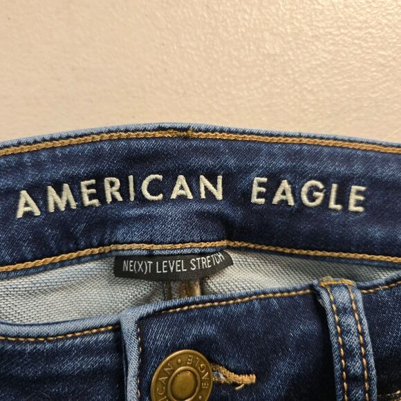 American Eagle Jegging Women's 0 Short Blue Next Level Stretch Distressed - Picture 3 of 16